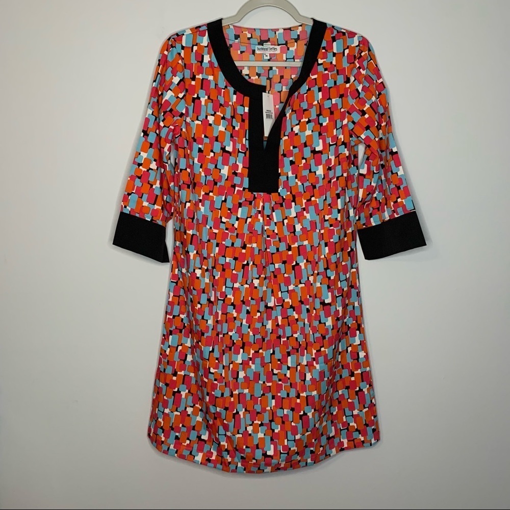 Women’s new Buckhead Bettie’s colorful quarter sleeve shift dress size M
